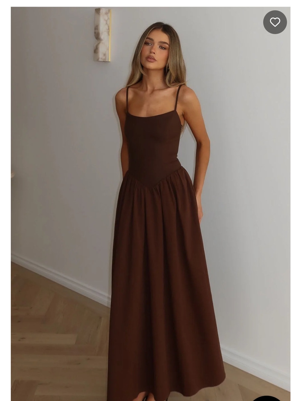 Spaghetti Strap Brown Maxi Dress